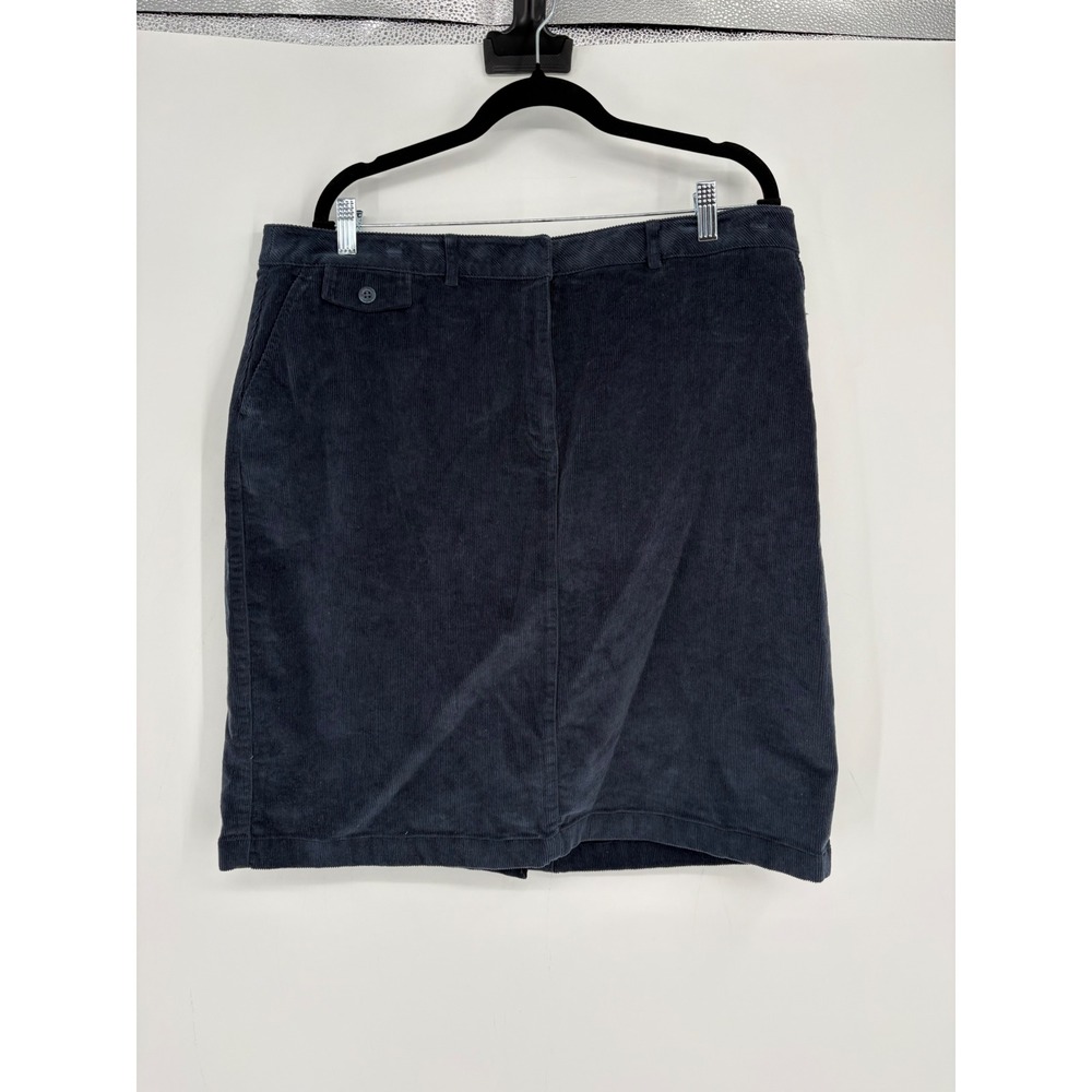 LL Bean Skirt Womens 18 Navy Bayside Stretch Cord Skirt Classic Fit Corduroy